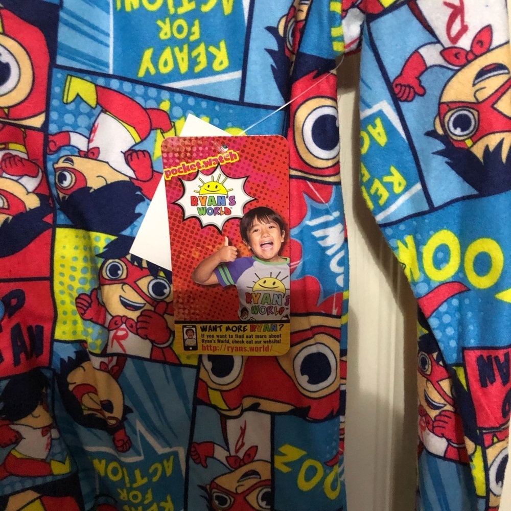 Ryan’s World 2 piece button down shirt and pants kids Pajamas set size 8 - Picture 6 of 9